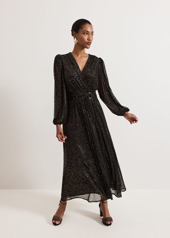 Phase Eight Emre Shimmer Burnout Dress Black/Multicolor USA | 0392745-CI